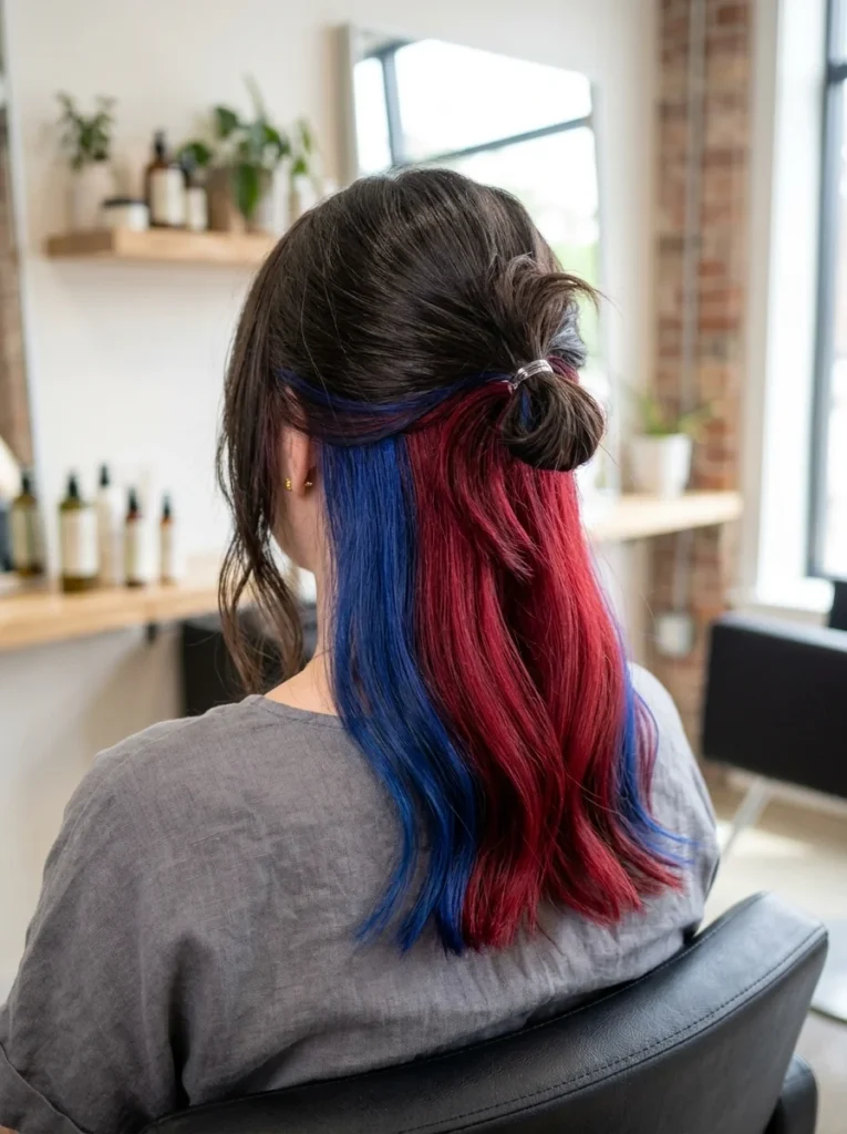Red and Blue Pixie Cut