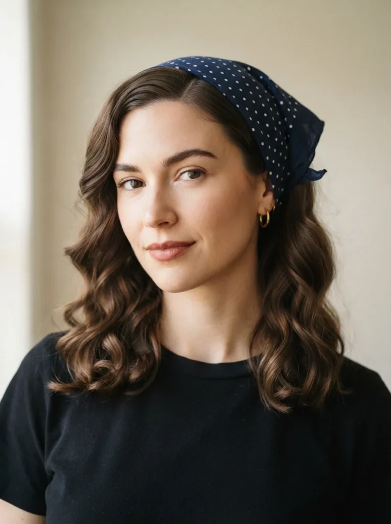 Vintage Bandana Wrap With a Side Part