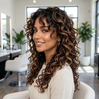 Curly Butterfly Hair With Caramel Ribbons