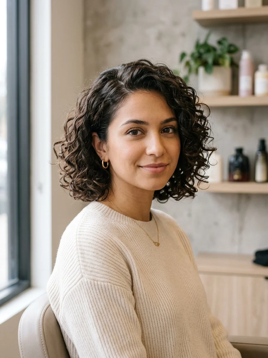 Curly Bob With Rounded Layers