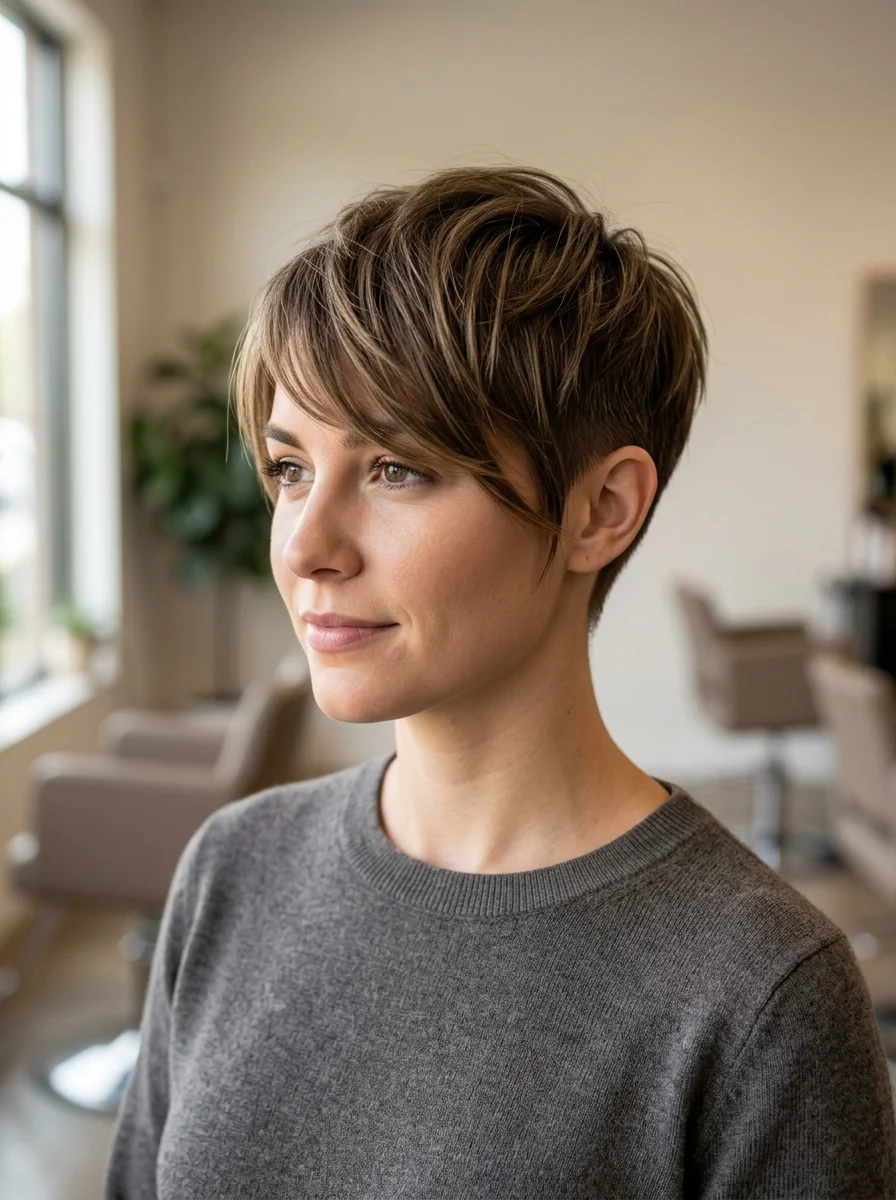 Pixie Cut With Long Side Bangs
