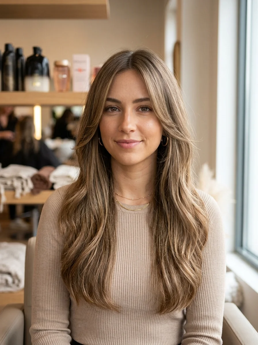 Long Layers With Grown-Out Bangs
