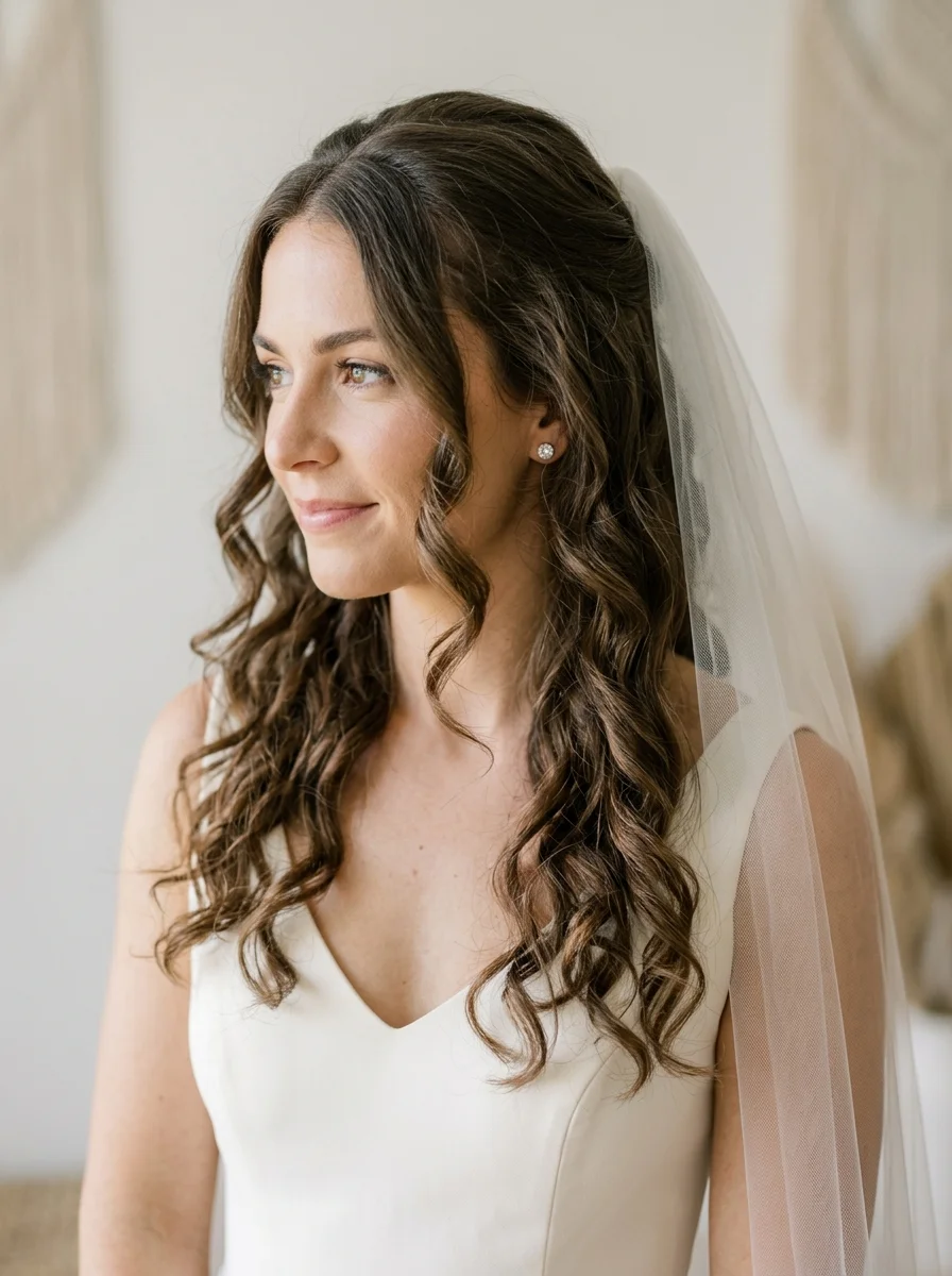 Loose Curls With a Veil